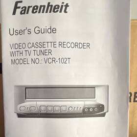 Farenheit Vcr-102t Video Cassette Recorder Vhs With Tv Tuner