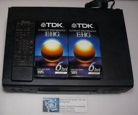 Mitsubishi Hs-u748 Svhs 4-head Hi-fi Video Cassette Recorder Remote Tested Demo