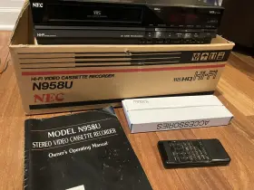 N958u Nec Vtg Vcr Video Cassette Recorder Vhs Works With Remote Instructions/box