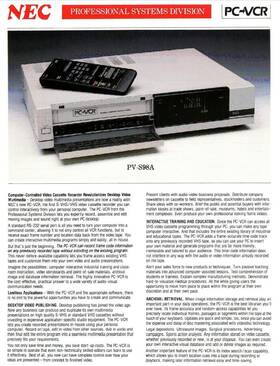 Nec Pv-s98a Vintage Svhs Vcr Pc-vcr Rs-232c Powers Up No Testing Attempted