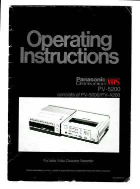 Pv-5200 Panasonic Operating Manual Vcr Vhs Portable Video Cassette Recorder