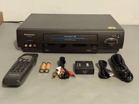 Panasonic Pv-v4569 Vcr Vhs Player 4-head Hi-fi Remote Hdmi Converter Cables Serviced