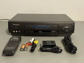 Pv-v4662 Panasonic Vcr Vhs Player 4-head Hi-fi Remote Hdmi Converter Cables Serviced