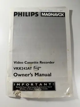 Vrx242at Philips Magnavox Vcr Manual Video Cassette Recorder English Only