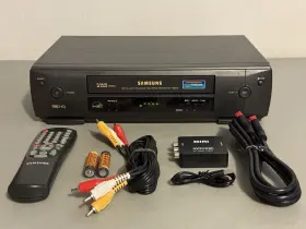 Samsung 074000349223 Vcr Vhs Player 4-head Hi-fi Remote Hdmi Converter And Cables Serviced