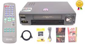 Sharp Vc-a556u Vhs Vcr Recorder Player With Remote And Av To Hdmi Converter