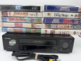 Sharp Vc-a570u Vcr Player Model With 10 Movie Vhs Combo Pack See Video
