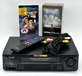 Vc-h996 Sharp Vcr Vhs Player Tested Remote Cables 2 New Movies Heads Cleaned