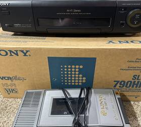 Sony Slv-790hf Vhs Vcr Player With Oem Box And Kinyo Tape Rewinder Tested No Remote