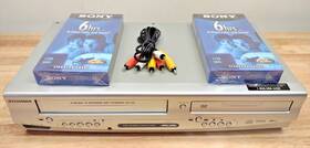 Sylvania Dvc865g Combo Vhs Vcr Dvd Player Recorder Cables And 2 New Sony Tapes