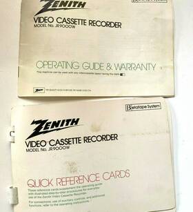 Zenith Jr9000w Betatape Quick Guide And Operating System Manual Rare