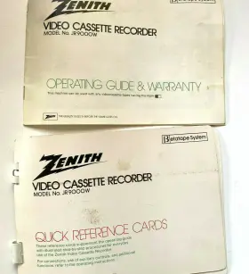 Jr9000w Zenith Betatape Quick Guide And Operating System Manual Rare
