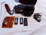 Vintage Sony AF8 VIDEO8 Camcorder W/ Charger, Batteries, Case & Accessories Open. Price: $115.00.