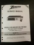 Zenith Service Manual Model VR1860/VR1861/VR1862 Video Cass. Recorder Vol 1A.F7 Good. Price: $12.41.