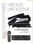 Owner Manual Operating Instruction Zenith Vcr VRC4125 VRC4225HF Video Player Very. Price: $14.98.