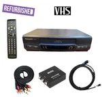 Panasonic 4-HEAD Hi-fi Vcr Tested Works Blue Line Remote Cables Used. Price: $129.00.