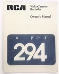 Rca Vcr VPT294 Owner Manual 1988 Video Cassette Recorder Japan Only Like. Price: $7.45.