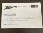 Zenith VR9000W Video Director Cassette Recorder Beta Operating Guide Warranty Acceptable. Price: $19.99.