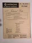 Hitachi VT-74AY NO.2241E Video Cassette Recorder Vcr Service Manual Good. Price: $24.95.