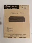 Hitachi VT-87A NO.2286E Video Cassette Recorder Vcr Service Manual Good. Price: $24.95.