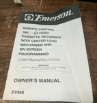 Emerson EV868 Vcr Manual Only Video Cassette Recorder Programming User Good. Price: $15.96.