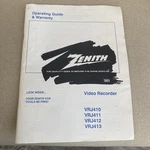 Zenith Video Recorder Operating Guide VRJ410, VRJ411, VRJ412, VRJ413- 1990S Very. Price: $9.99.