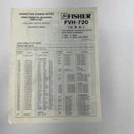 Fisher Prod Change Notice FVH-720 Video Cassette Recorder Parts List WM-12970 Good. Price: $19.99.