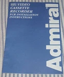 Installation Instructions === Admiral JSJ20421 4-HEAD Video Cassette Recorder Acceptable. Price: $9.99.